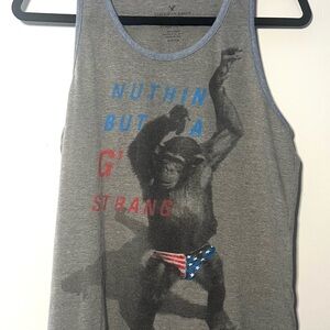 American Eagle Outfitters Gray Graphic Tank Top
